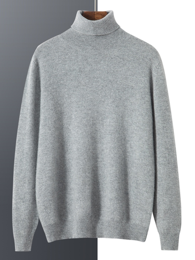 Jersey de punto de cuello alto de cachemira para hombre