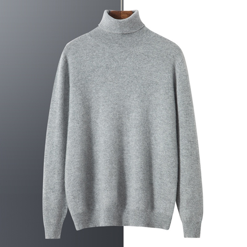 Jersey de punto de cuello alto de cachemira para hombre