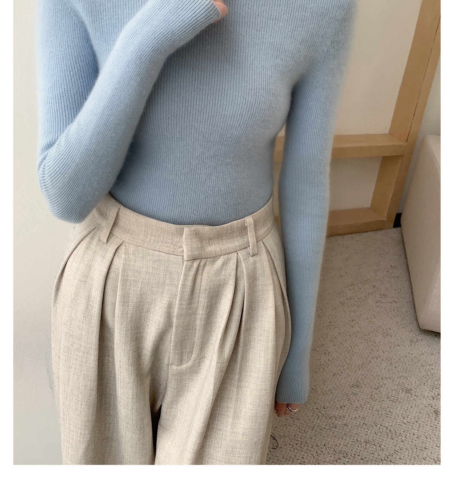 Women's Ribbed Mock Turtleneck Knit Sweater