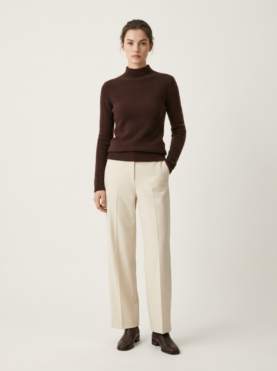 Women's Ribbed Mock Turtleneck Knit Sweater