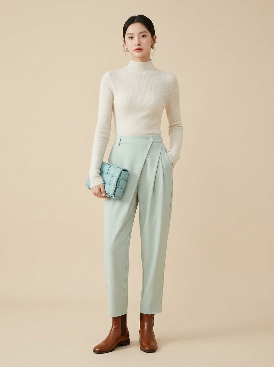 Women's Ribbed Mock Turtleneck Knit Sweater