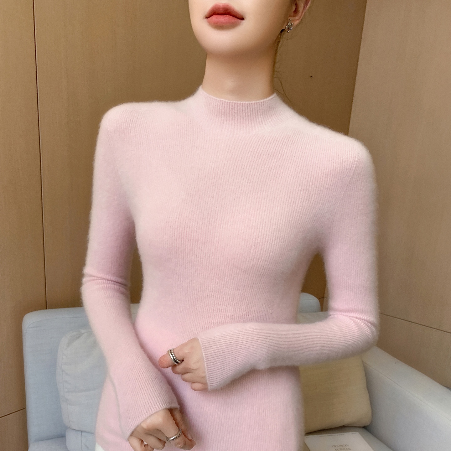 Women's Ribbed Mock Turtleneck Knit Sweater