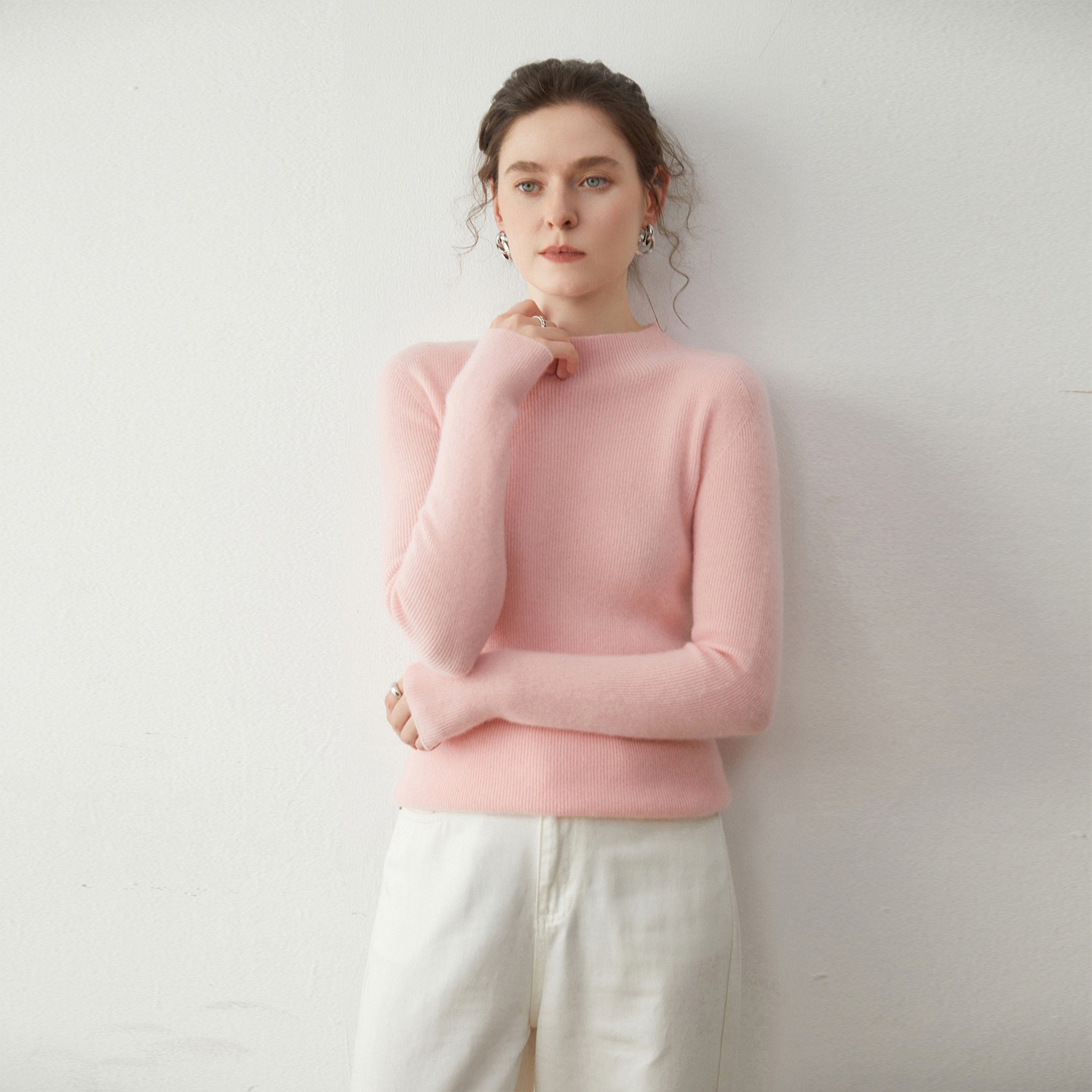 Women's Ribbed Mock Turtleneck Knit Sweater