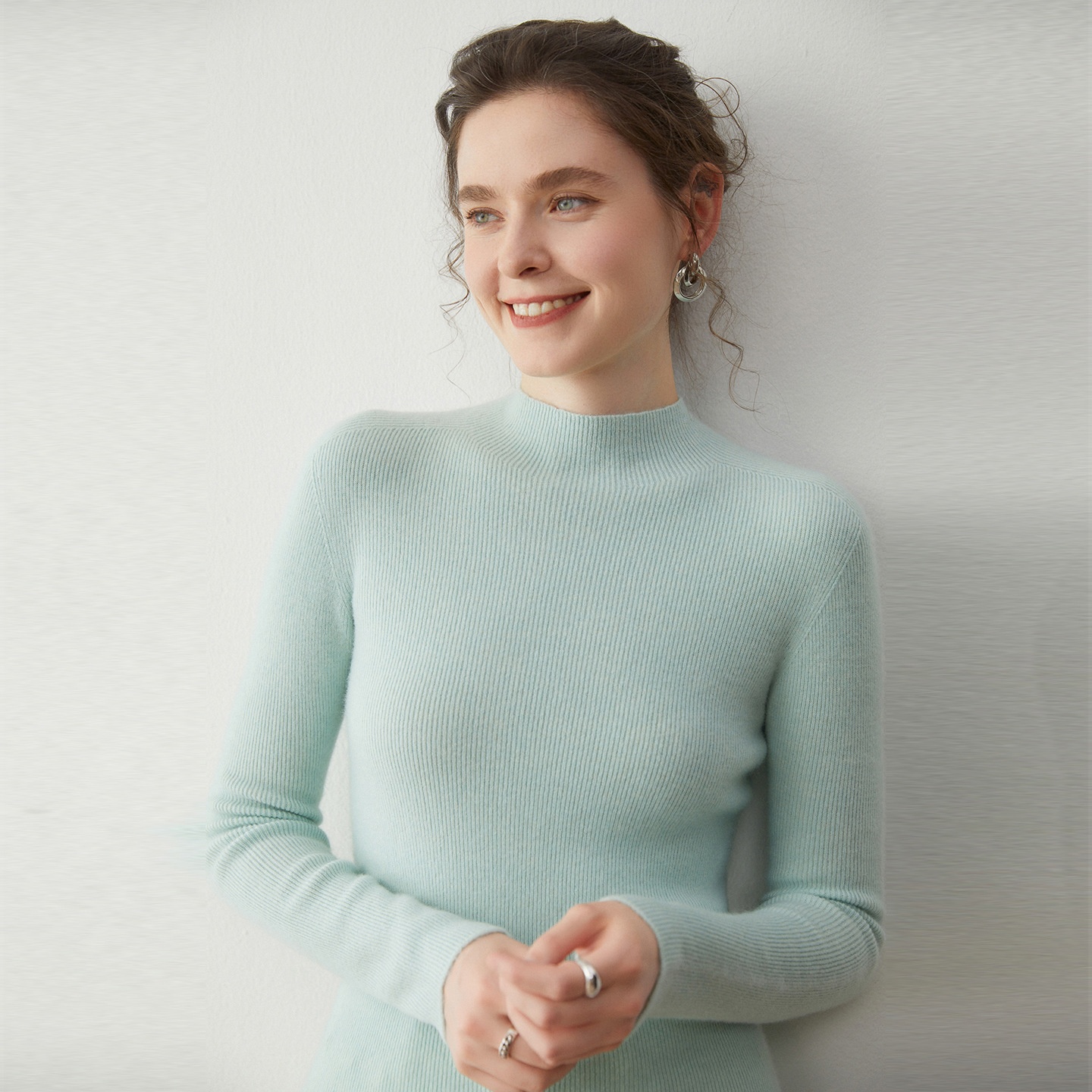 Women's Ribbed Mock Turtleneck Knit Sweater
