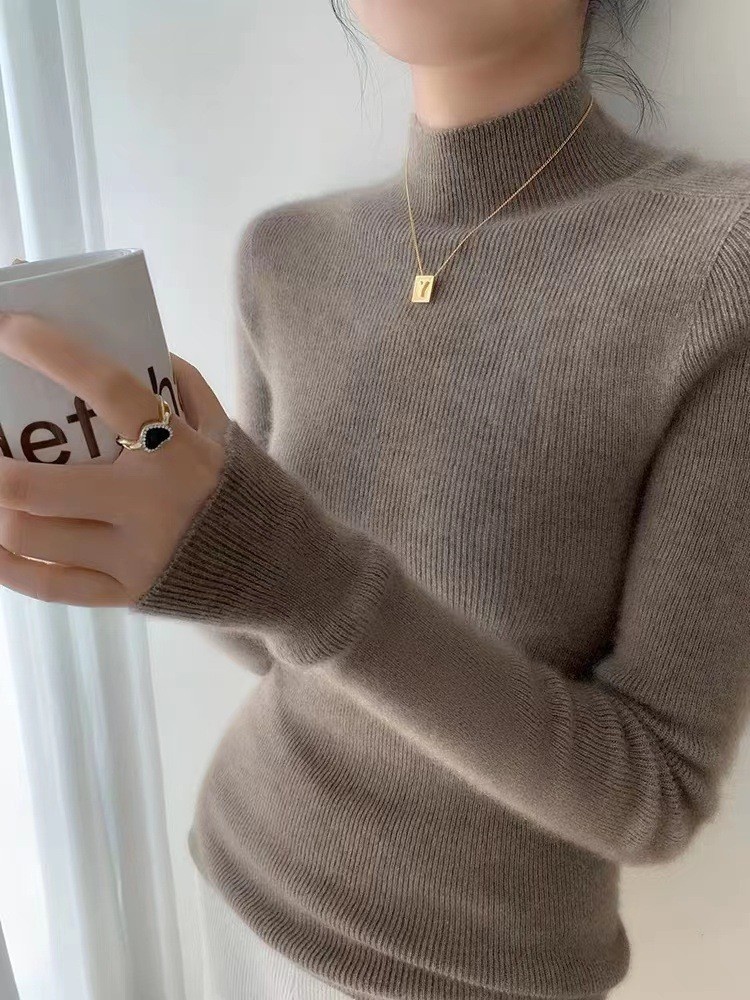 Women's Ribbed Mock Turtleneck Knit Sweater