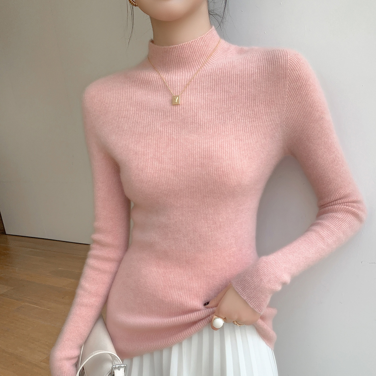 Women's Ribbed Mock Turtleneck Knit Sweater