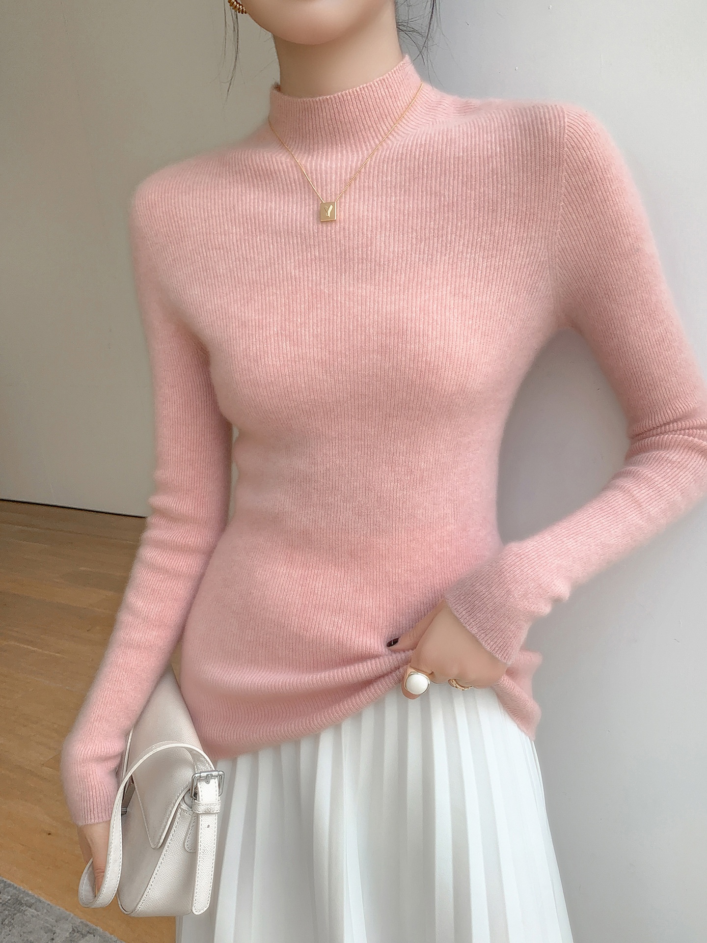Women's Ribbed Mock Turtleneck Knit Sweater