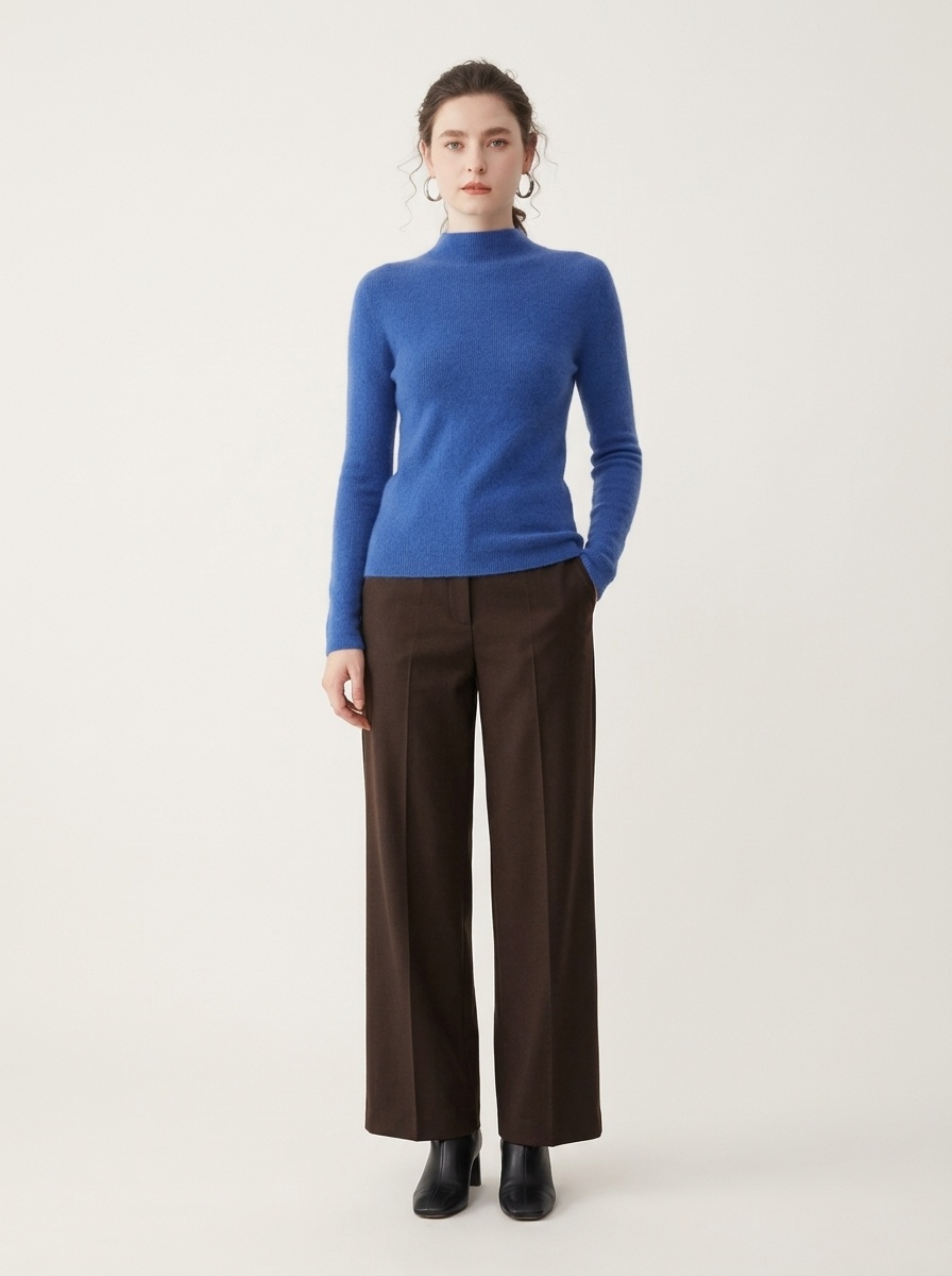 Women's Ribbed Mock Turtleneck Knit Sweater