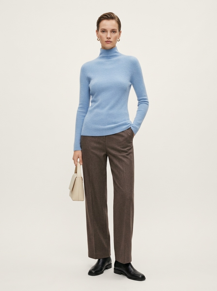 Women's Ribbed Mock Turtleneck Knit Sweater