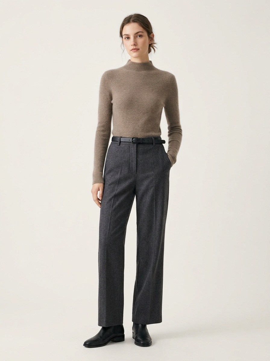 Women's Mock Neck Ribbed Knit Long Sleeve Sweater