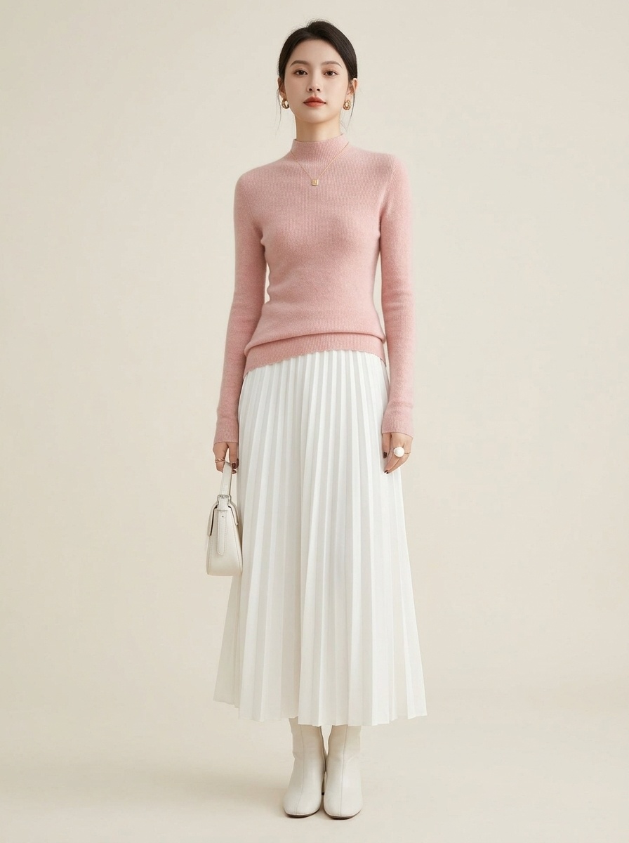 Women's Mock Neck Ribbed Knit Sweater Long Sleeve Top