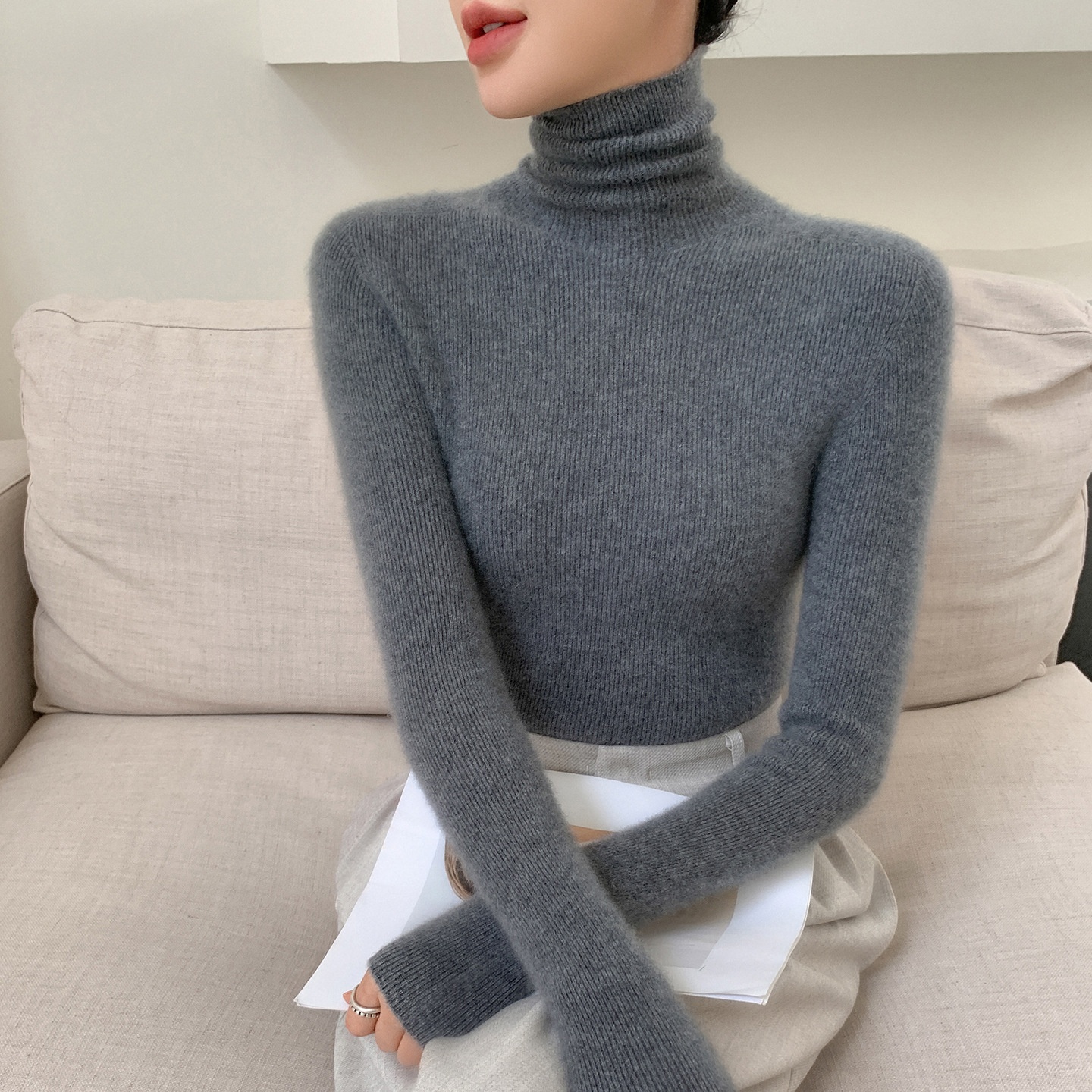 Women's Ribbed Knit Long Sleeve Sweater