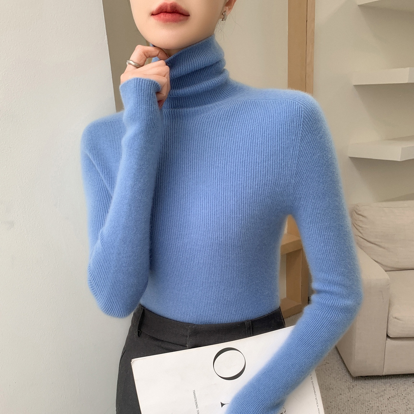 Women's Ribbed Knit Long Sleeve Sweater