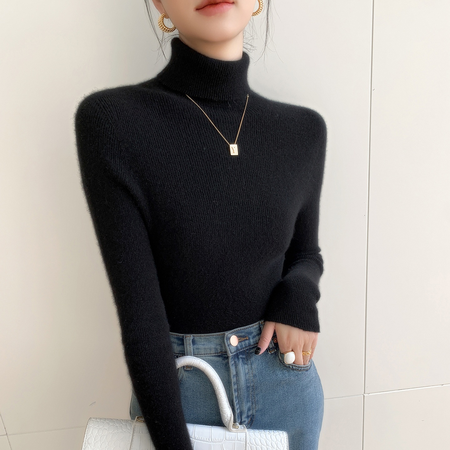 Women's Ribbed Knit Turtleneck Sweater