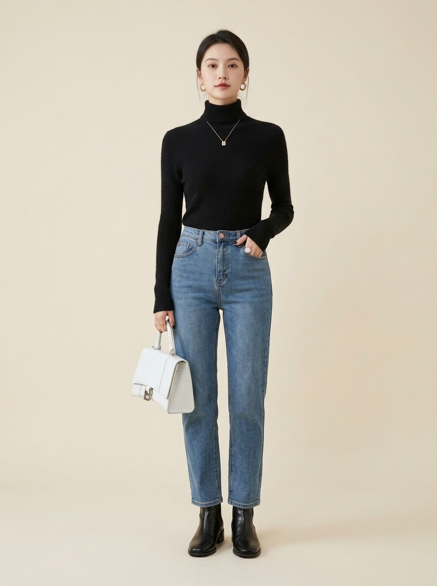 Women's Ribbed Knit Turtleneck Sweater