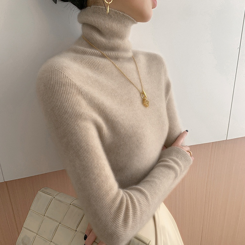 Women Ribbed Turtleneck Long Sleeve Knit Sweater