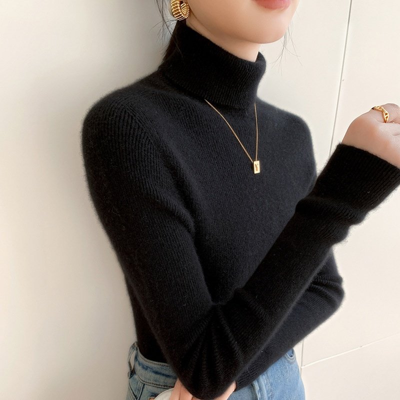 Women Ribbed Turtleneck Long Sleeve Knit Sweater