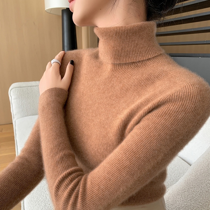 Women Ribbed Turtleneck Long Sleeve Knit Sweater