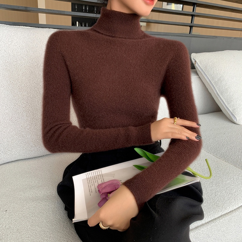 Women Ribbed Turtleneck Long Sleeve Knit Sweater