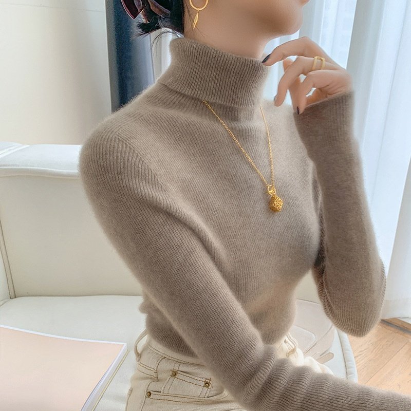 Women Ribbed Turtleneck Long Sleeve Knit Sweater