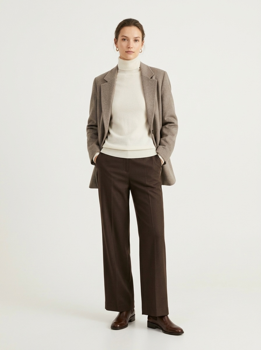 Women Ribbed Turtleneck Long Sleeve Knit Sweater
