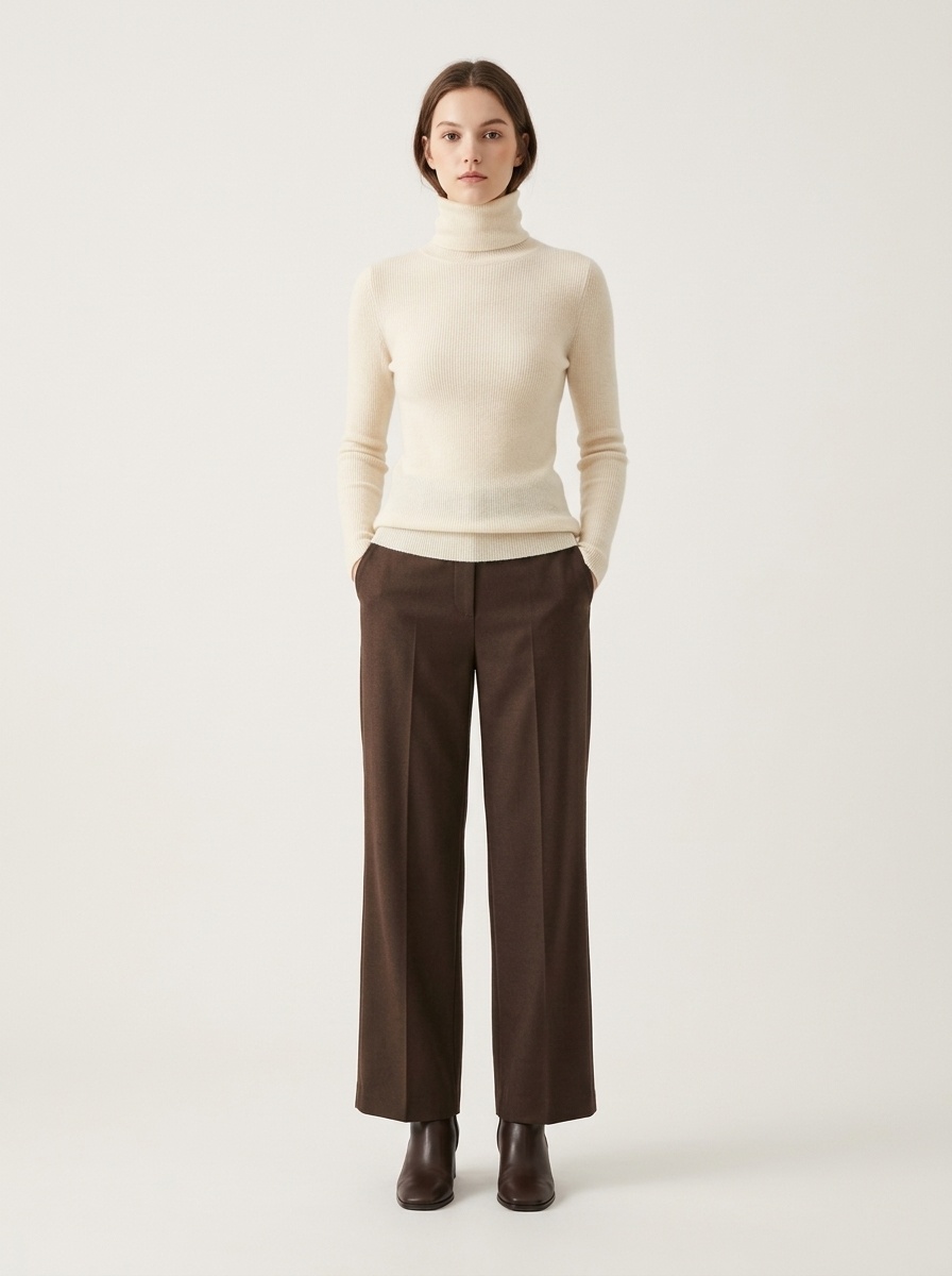 Women Ribbed Turtleneck Long Sleeve Knit Sweater