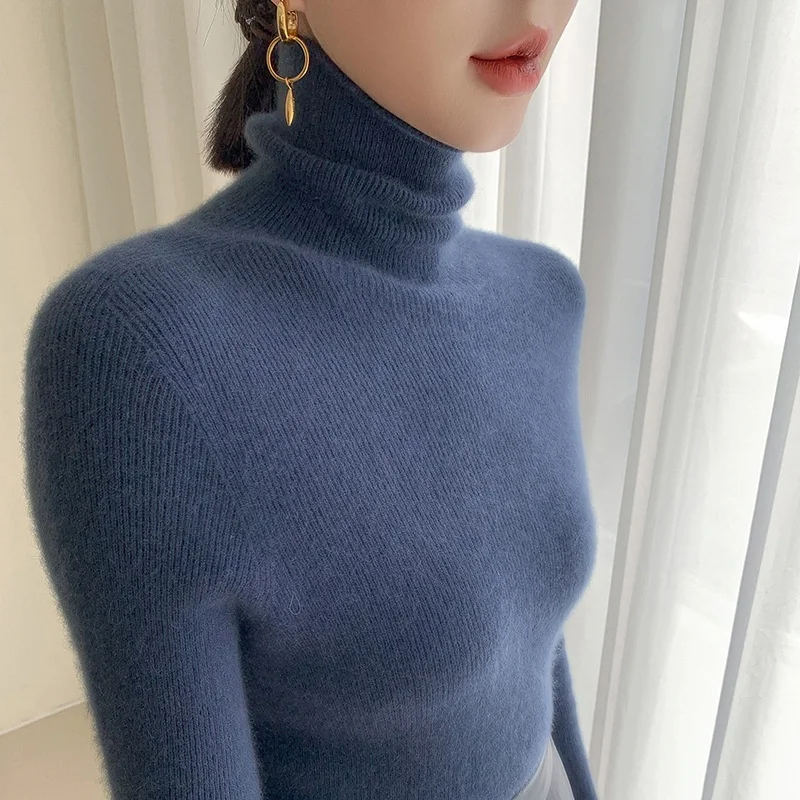 Women Ribbed Turtleneck Long Sleeve Knit Sweater