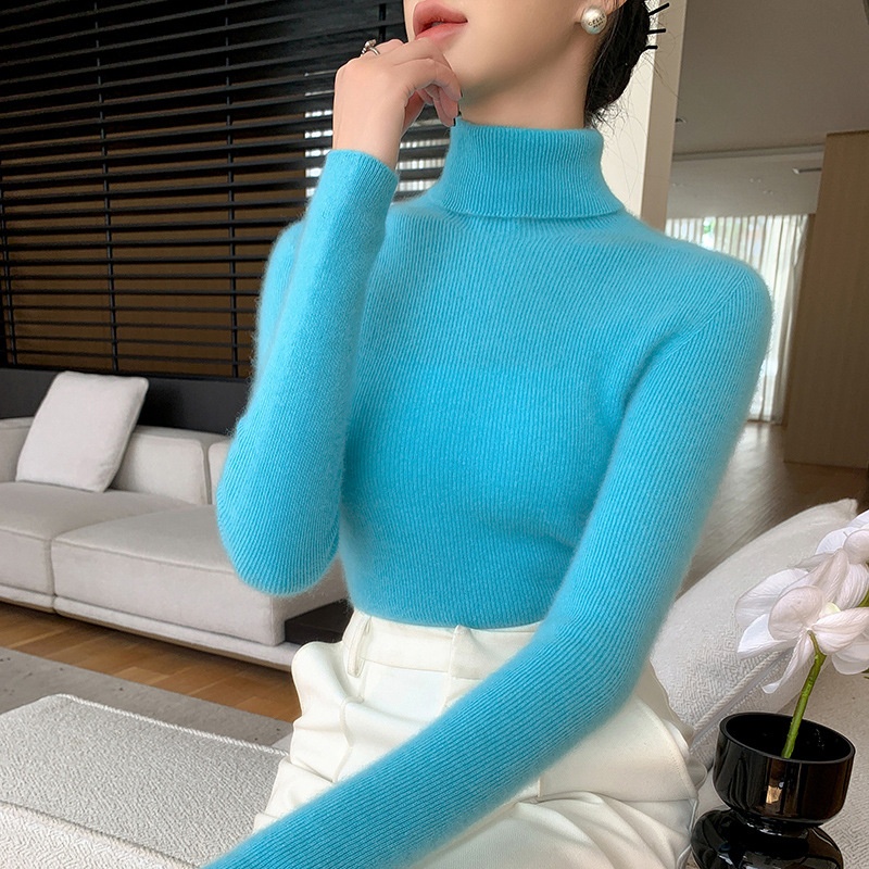 Women Ribbed Turtleneck Long Sleeve Knit Sweater