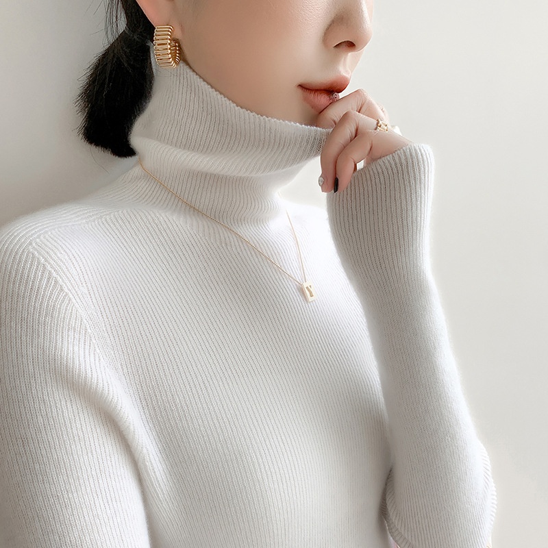 Women Ribbed Turtleneck Long Sleeve Knit Sweater