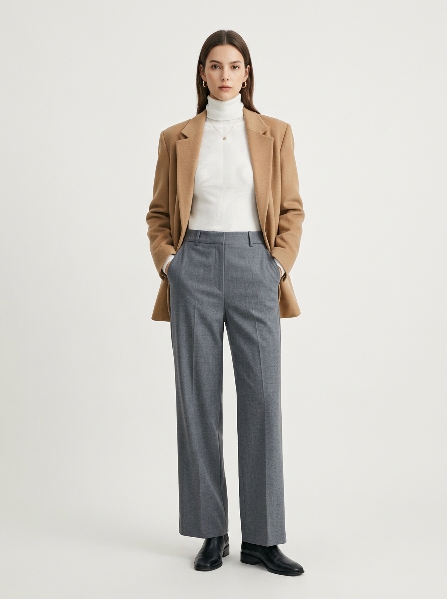 Women Ribbed Turtleneck Long Sleeve Knit Sweater