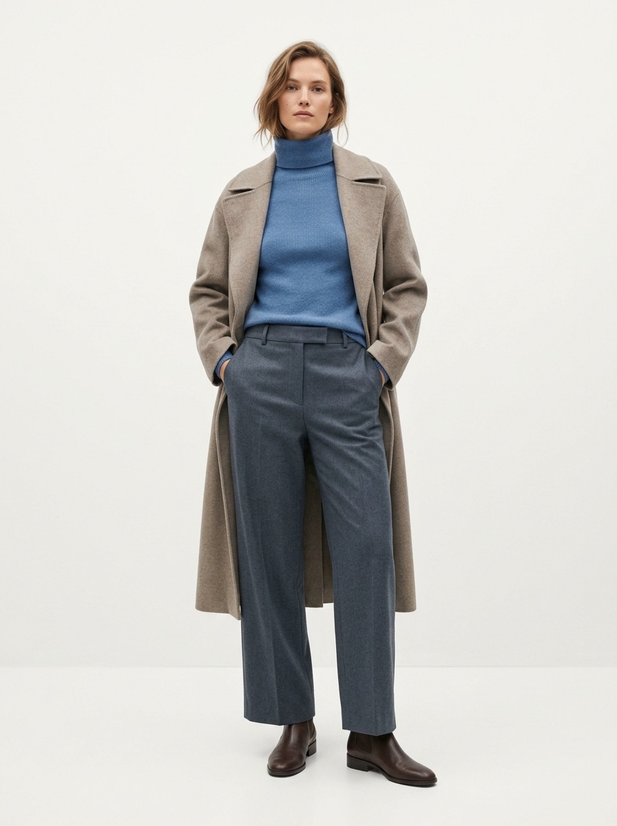 Women's Ribbed Knit Turtleneck Long Sleeve Sweater