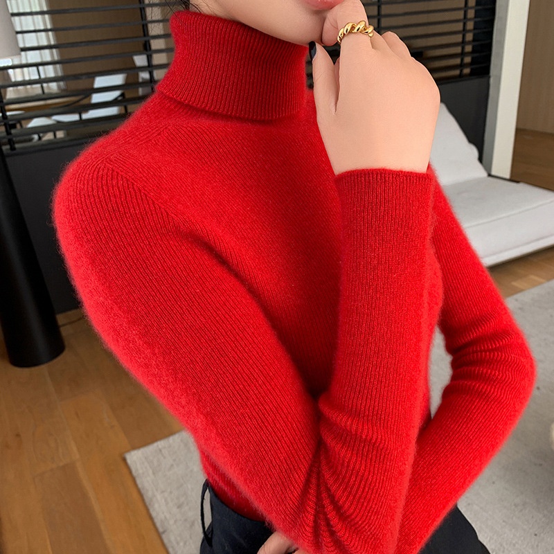 Women's Ribbed Knit Turtleneck Long Sleeve Sweater