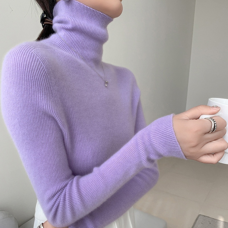 Women's Ribbed Knit Turtleneck Long Sleeve Sweater