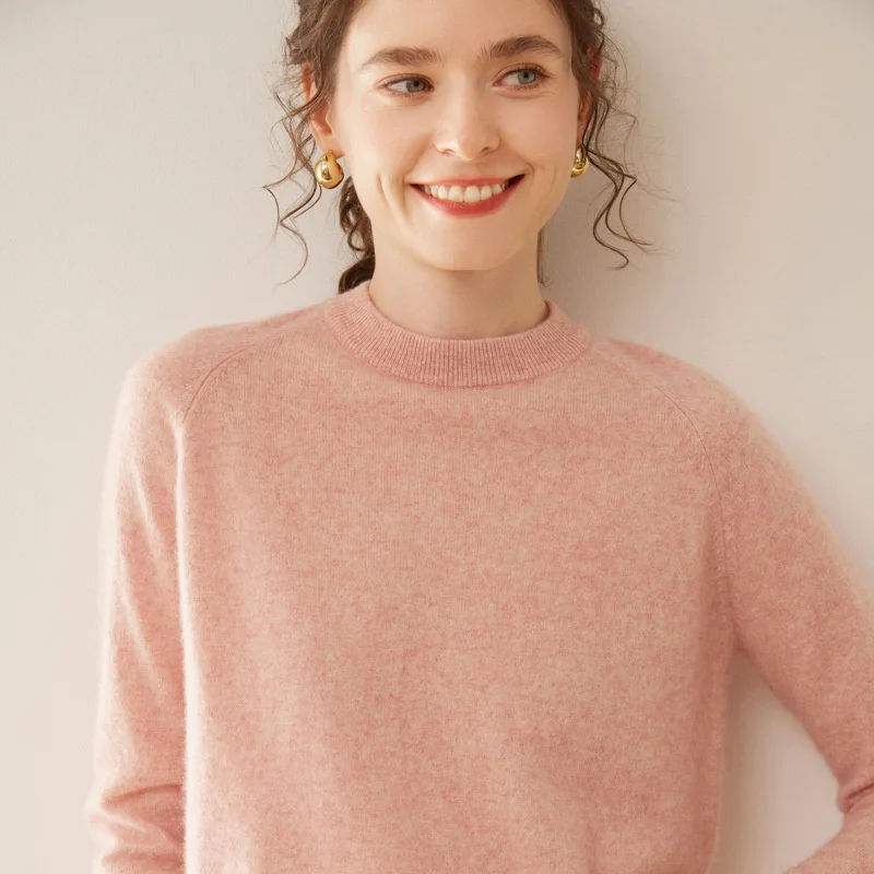 Women's Crewneck Raglan Long Sleeve Knit Pullover Sweater