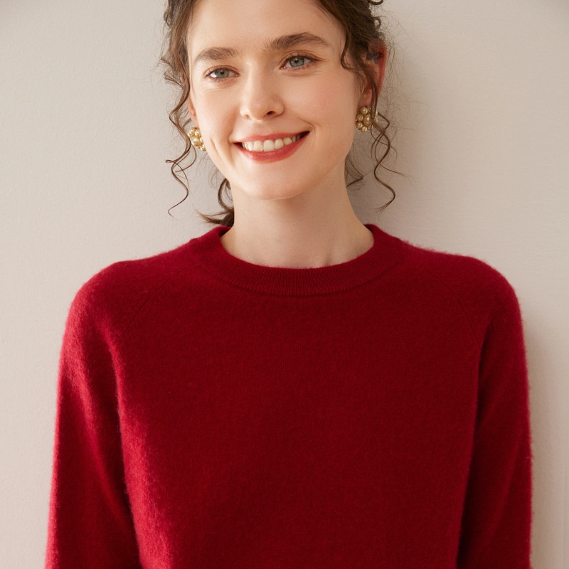 Women's Crewneck Raglan Long Sleeve Knit Pullover Sweater