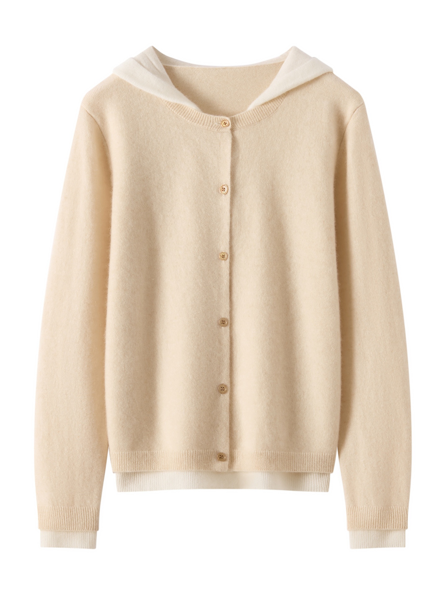 Women's Layered Hooded Knit Button Cardigan