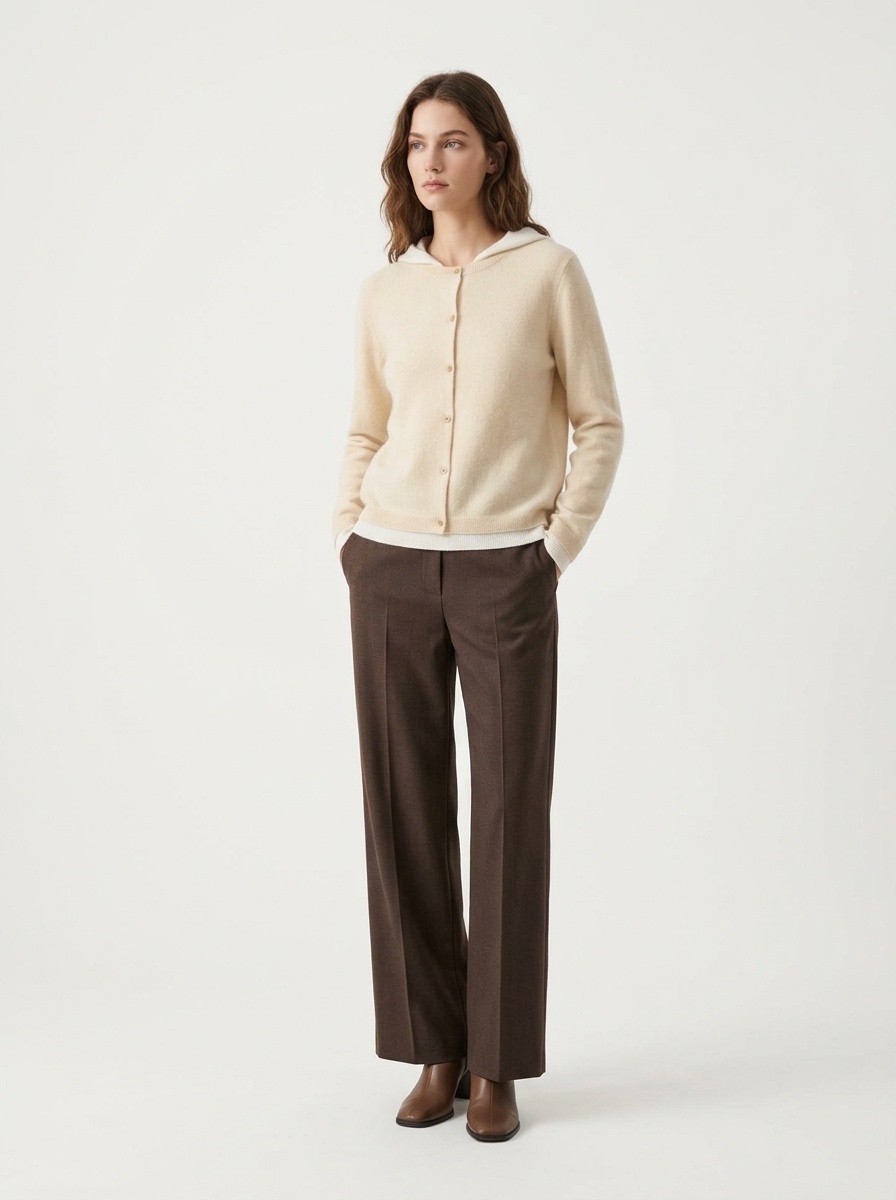 Women's Layered Hooded Knit Button Cardigan
