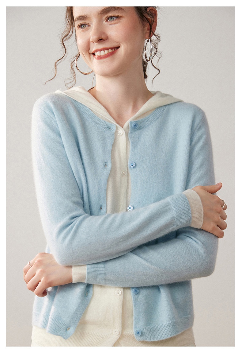 Women's Layered Hooded Knit Button Cardigan