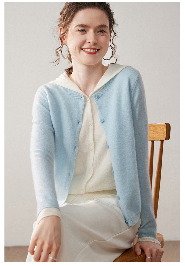 Women's Layered Hooded Knit Button Cardigan
