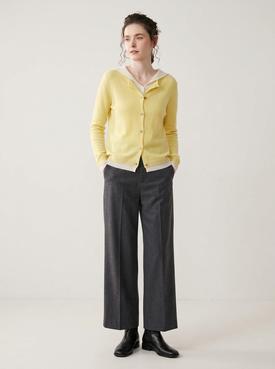 Women's Layered Hooded Knit Button Cardigan