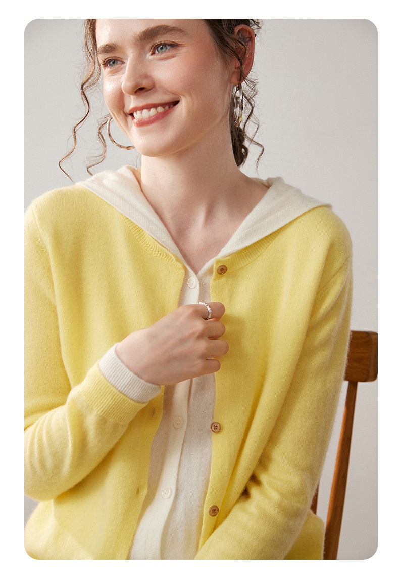 Women's Layered Hooded Knit Button Cardigan