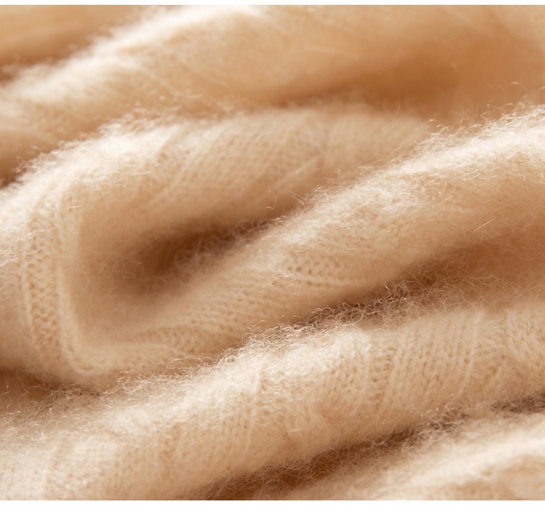 Cashmere Women's Knit Button-Neck Hooded Sweater