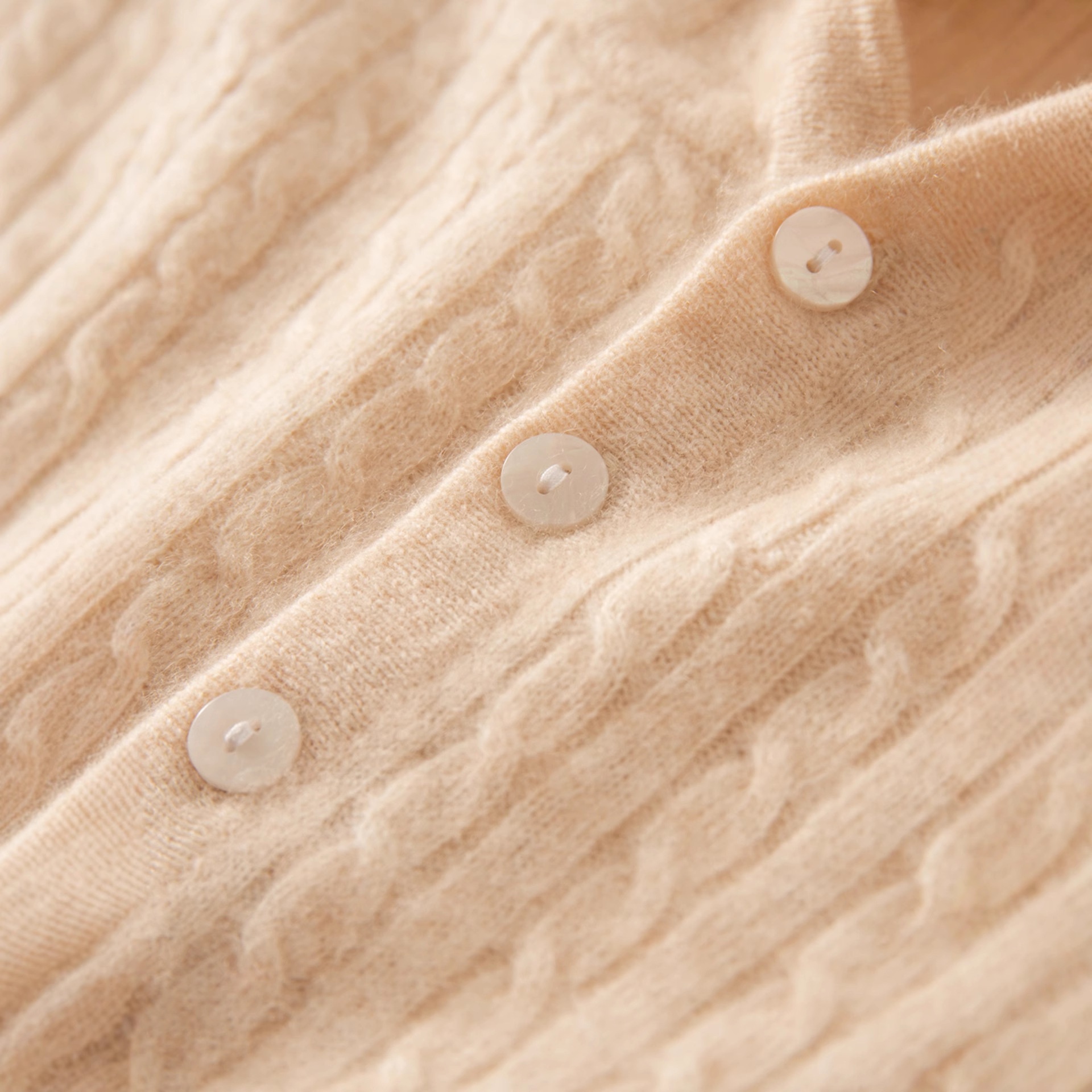 Cashmere Women's Knit Button-Neck Hooded Sweater