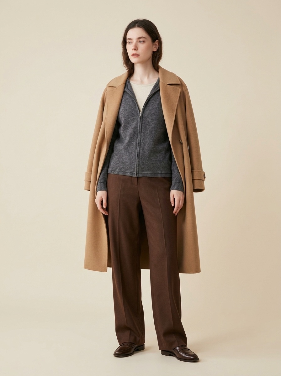Women's Half-Zip Hooded Knit Sweater with Layered Hem