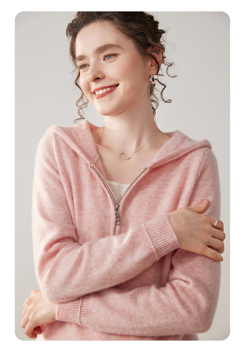Women's Half-Zip Hooded Knit Sweater with Layered Hem