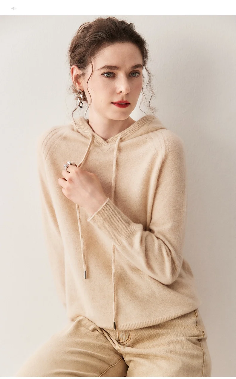 Women's Knit Drawstring Hooded Sweater