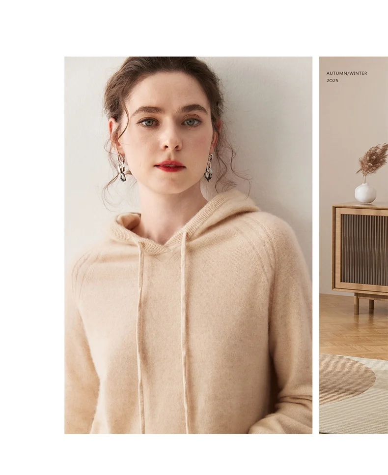 Women's Knit Drawstring Hooded Sweater