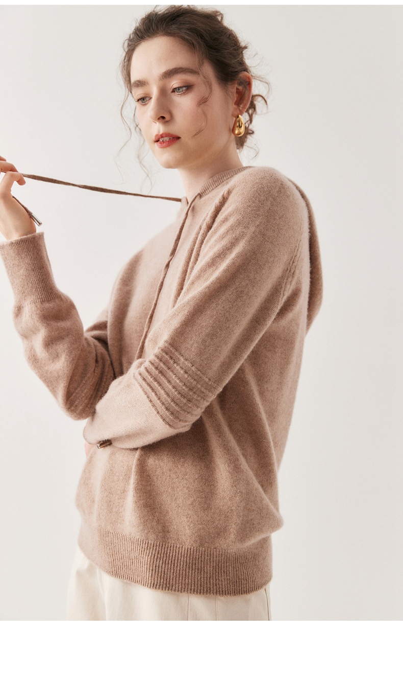 Cashmere Women's Knit Drawstring Hooded Sweater