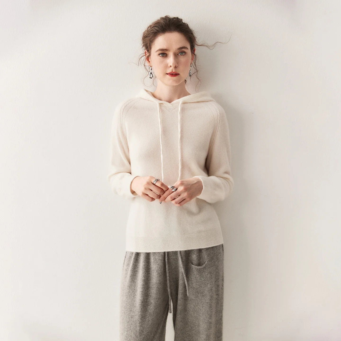 Women's Knit Drawstring Hooded Sweater