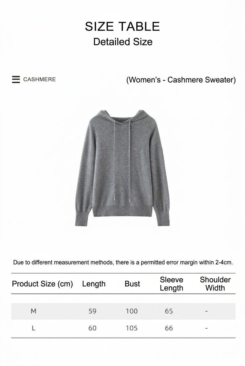 Cashmere Women's Knit Drawstring Hooded Sweater